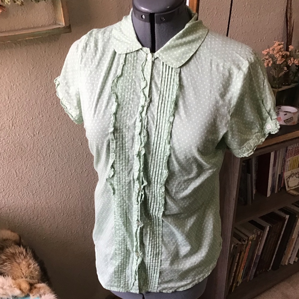 Polka Dot Peter Pan Collar Blouse